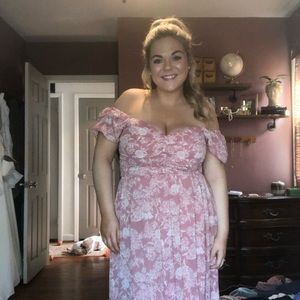 Baby shower , bridal shower , summer dress , pink mauve with white floral print